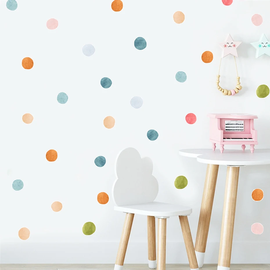 

Cartoon Shades Dots Colorful Watercolor Wall Stickers Removable Nursery Wall Decals Print Kids Girls Bedroom Interior Home Decor