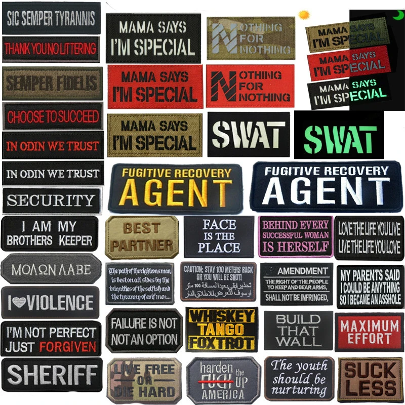 

SWAT Tactical Glow In Dark Badges Patches Reflective IR Hook Embroidery Patch for Backpacks Vest Clothes Decorative Accessories