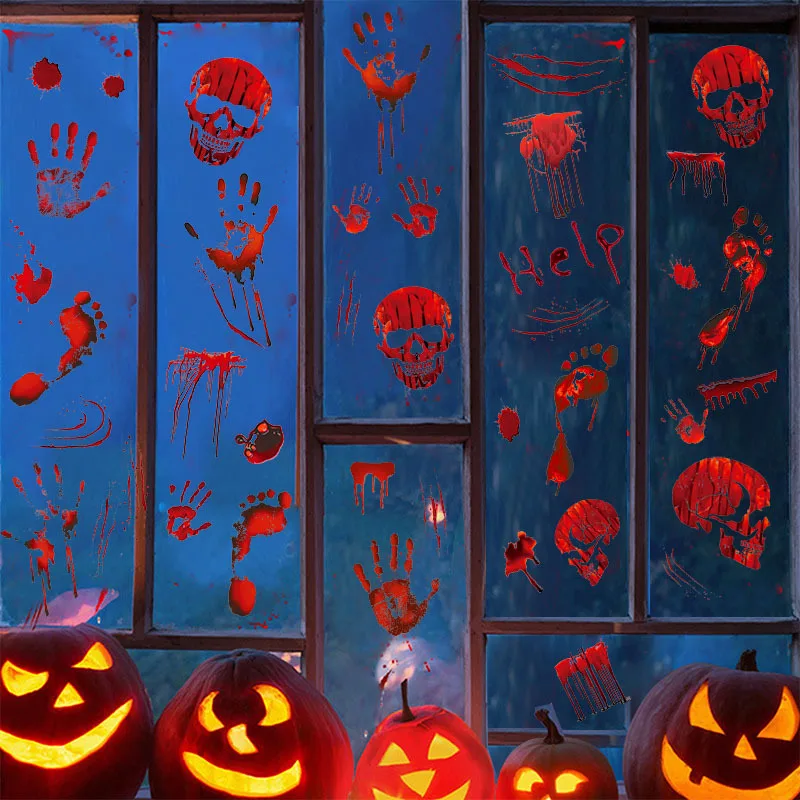 Наклейки на стену в виде кровавого черепа Хэллоуин