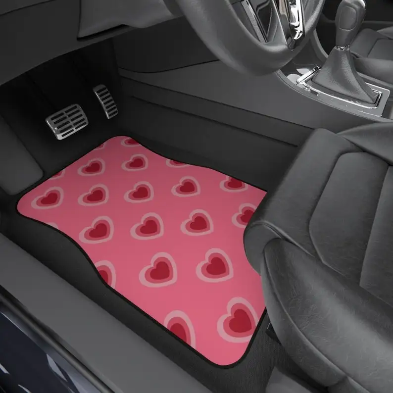

Heart Pink Set of 2 Car Floor Mats | Cute Girly Car Accessories
