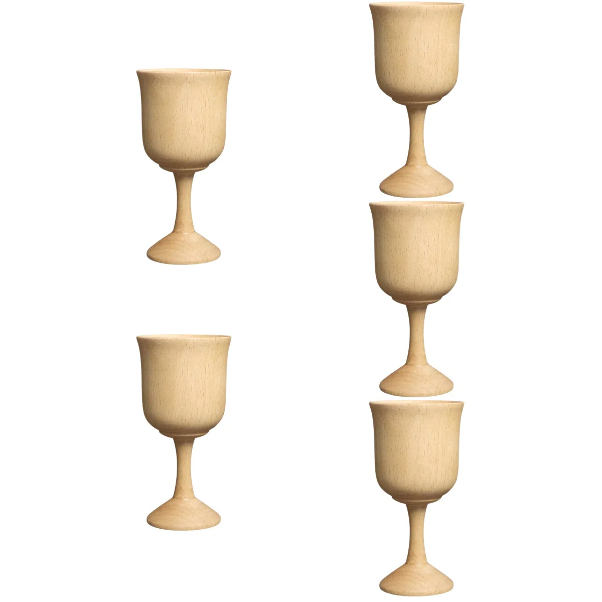 

5pcs Cocktail Goblet Decorative Wooden Cup Cocktail Container Home Goblet