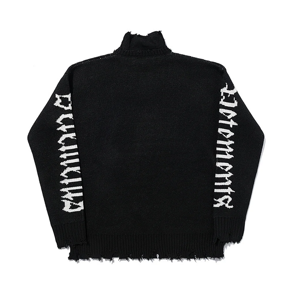 

Новинка 2022, мужской и женский рваный свитер с высоким воротником, модный и индивидуальный дизайнерский свитер из ветвей для осени и зимы