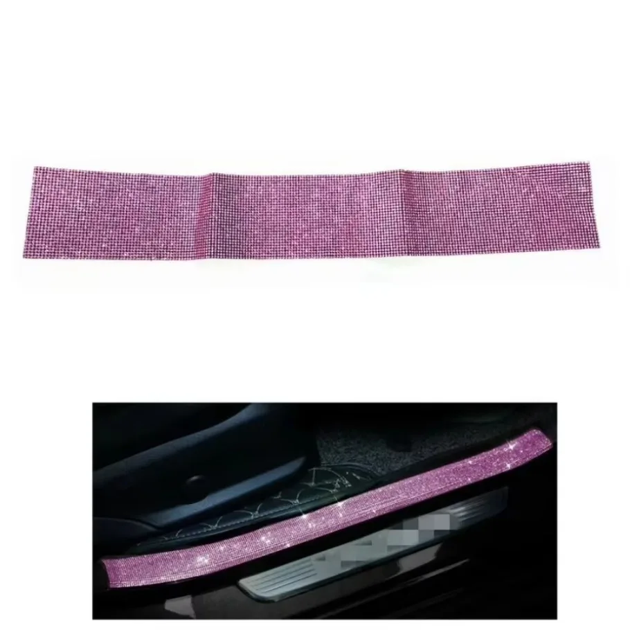 Накладка на порог автомобиля наклейка против царапин розовая блестящая лента со