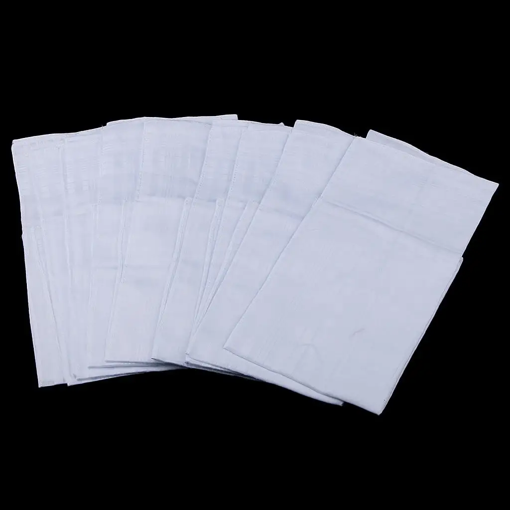 

12x Mens Womens White Pocket Cotton Handkerchiefs Hankie Hanky Sweat Face Towel