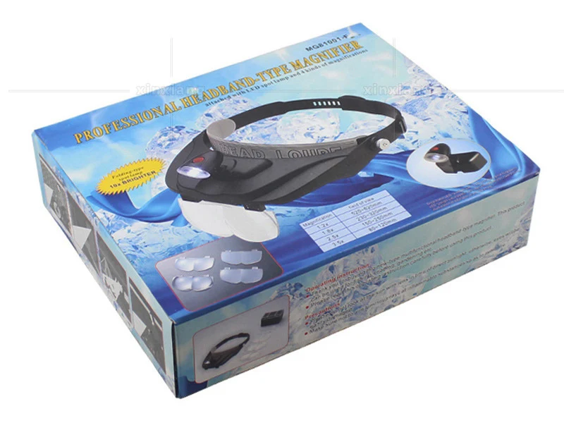 Головная лупа для очков с увеличением 1,2X, 1,8X, 2,5X, 3,5X с светодиодной подсветкой и ювелирным бинокулярным лупой