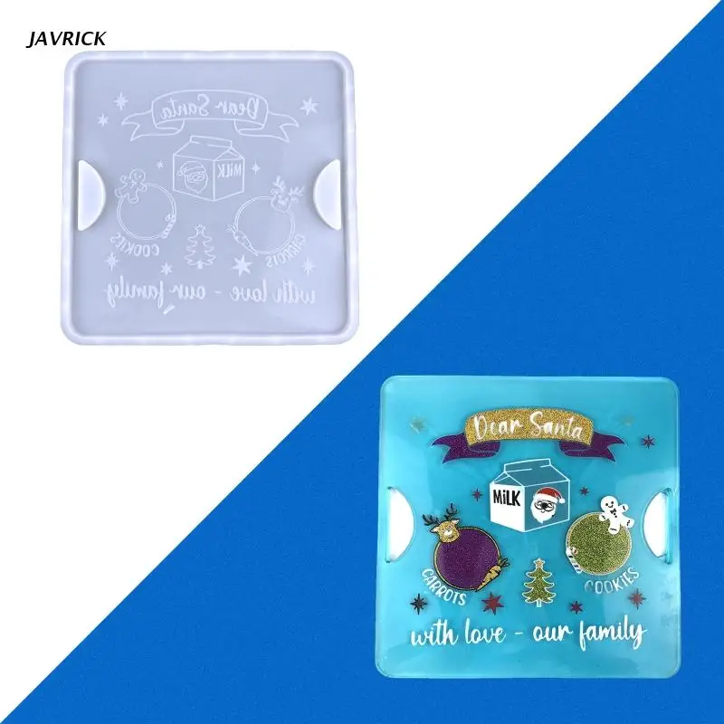 

Christmas Tray Resin Molds Fruit Snack Tray Silicone Mold Epoxy Casting Mold DIY Christmas Tea Cup Tray Home Decor