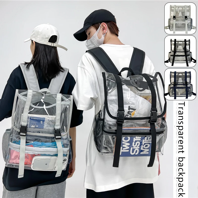 

Clear Backpack Portable Sports Bag Outdoor Transparent Clamshell Simplicity Backpack Knapsack Bag Camping Pvc Travel