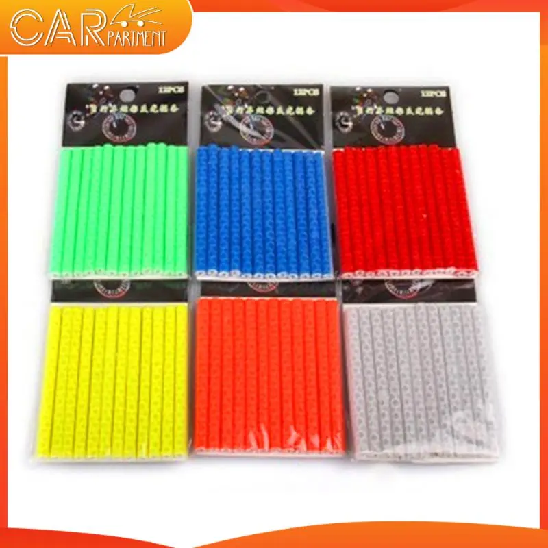 

12pcs Bike Bicycle Wheel Spokes Reflective Sticker Tube Warning Safety Light DIY Cycling Reflector Tubes Motorcycle Part