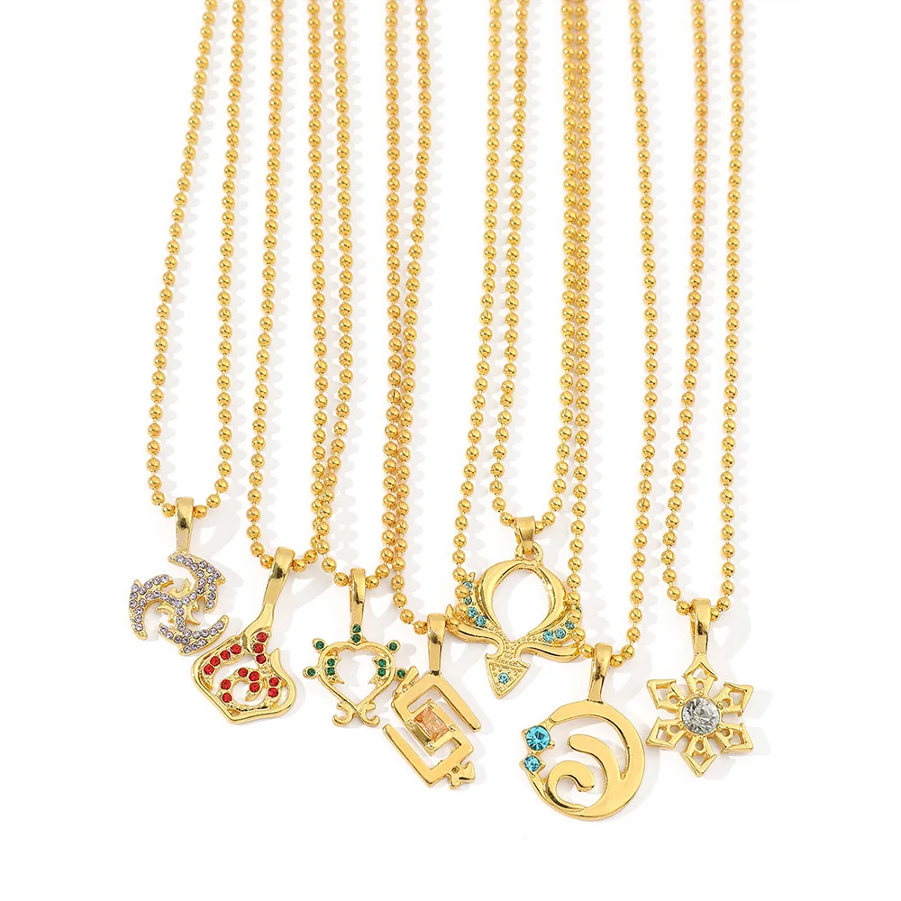 

Genshin Impact Necklace Eye of God Ice Fire Wind Water Grass Thunder Element Glass Pendant Luminous Necklaces