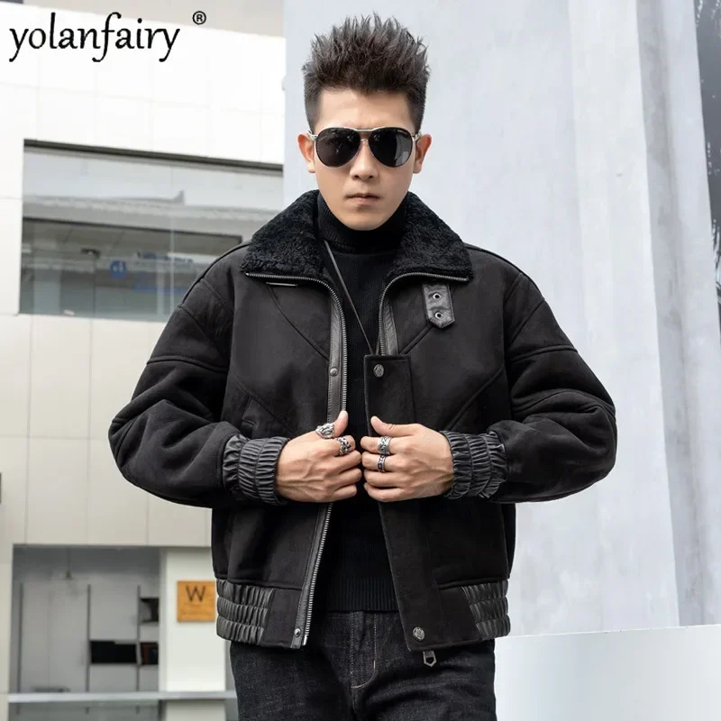 Мужская шуба из натурального меха ягненка куртка для мужчин одежда натуральной