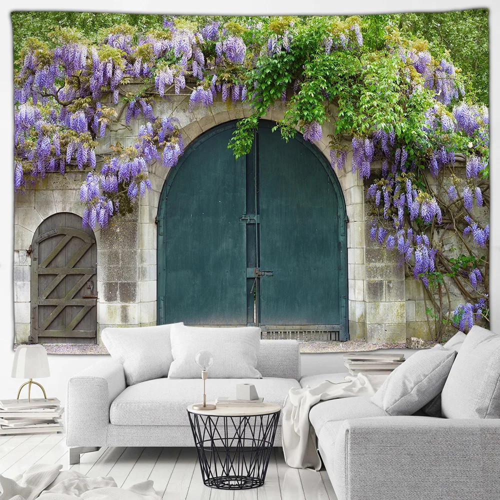 Винтажный кирпичный настенный цветочный гобелен городская уличная лоза