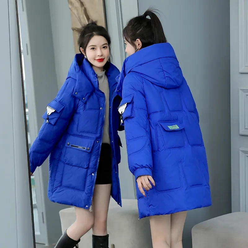 2022 New Down Cotton Jacket Women's  Bread Coat Korean Loose Winter Mid-length Woman Parkas Thick Waterproof Snow Wear Outwear