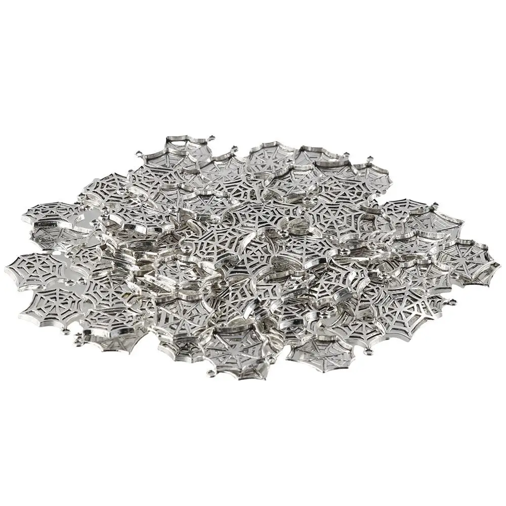 

100 шт., серебряные подвески в виде паутины, 27 х23 мм