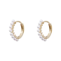 vintage geometric korean fashion small pearl hoop earrings for women ladies 2022 new trend temperament elegant earring jewelry