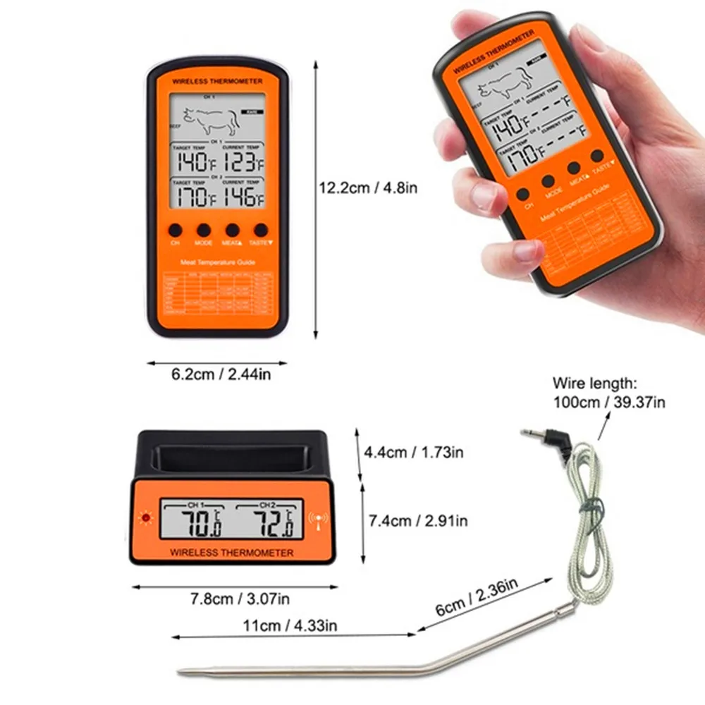 Беспроводной цифровой термометр для мяса прибор измерения температуры с двойным