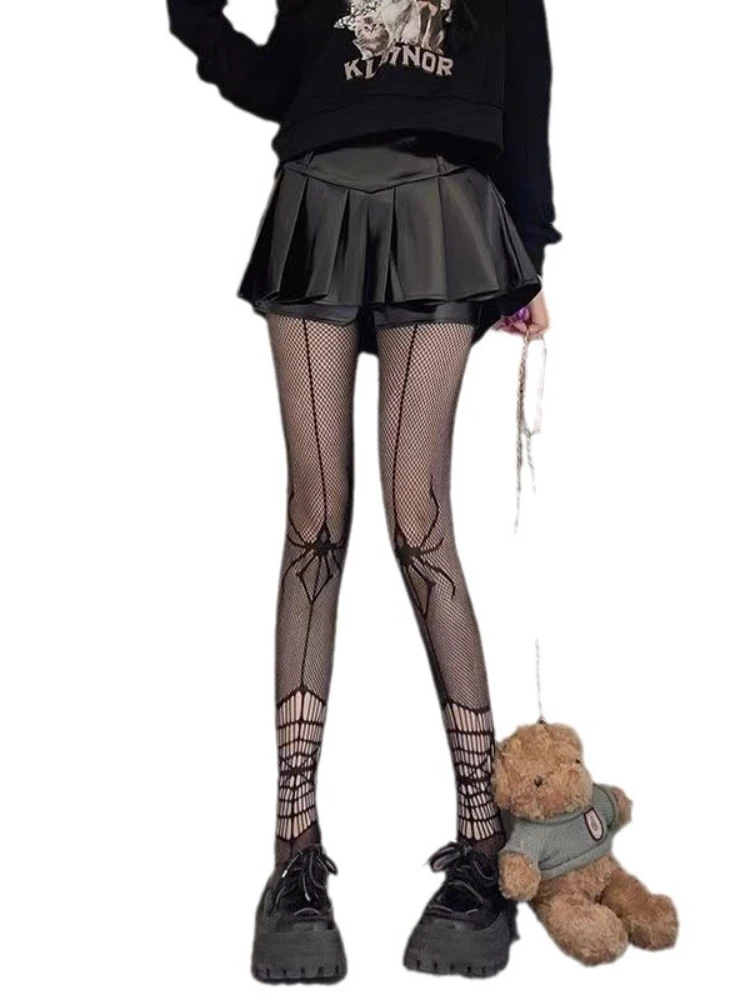 2024 Новые готические панк-пауки полые носки для рыболовной сети Y2K Grunge Dark Vintage Emo Sexy