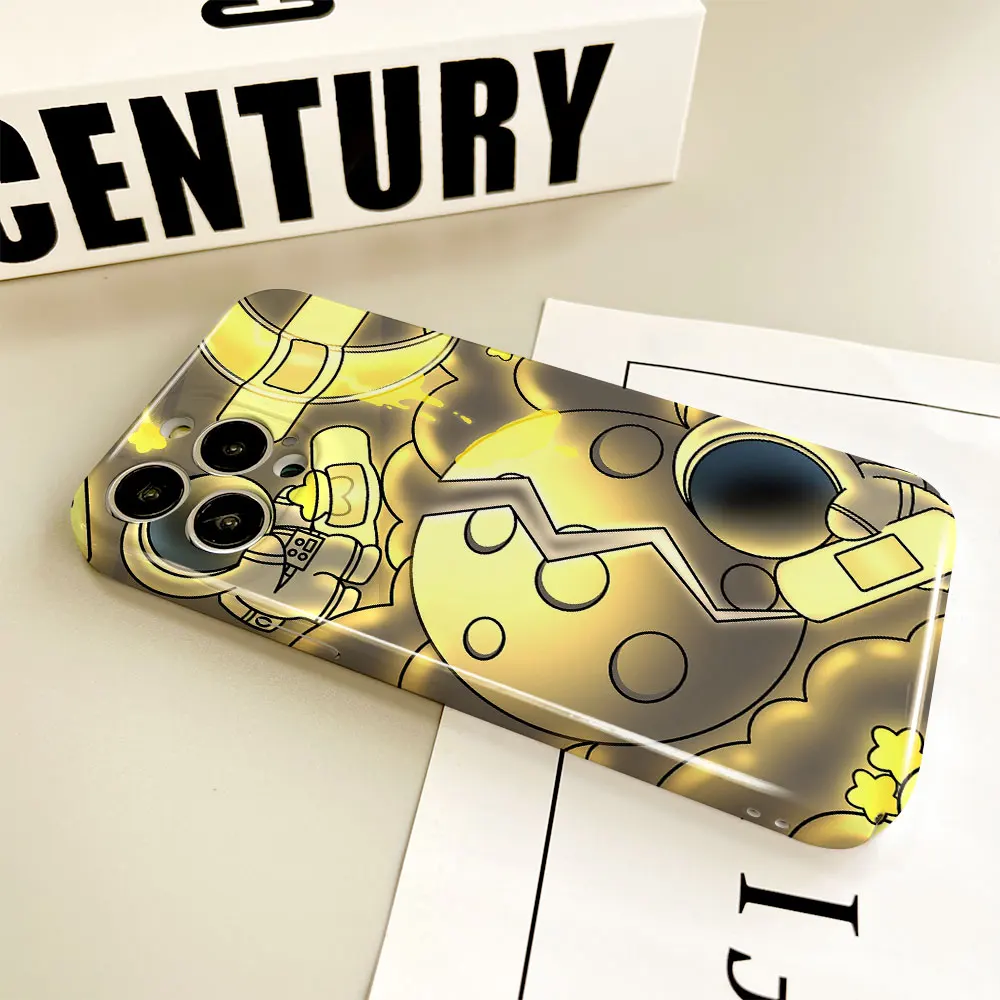 Phone Case For iPhone 14 13 12 11 Pro Mini XS X Max XR SE 8 7 6 Plus Full Printed Hard Film Case Q Version Of The Cute Astronaut