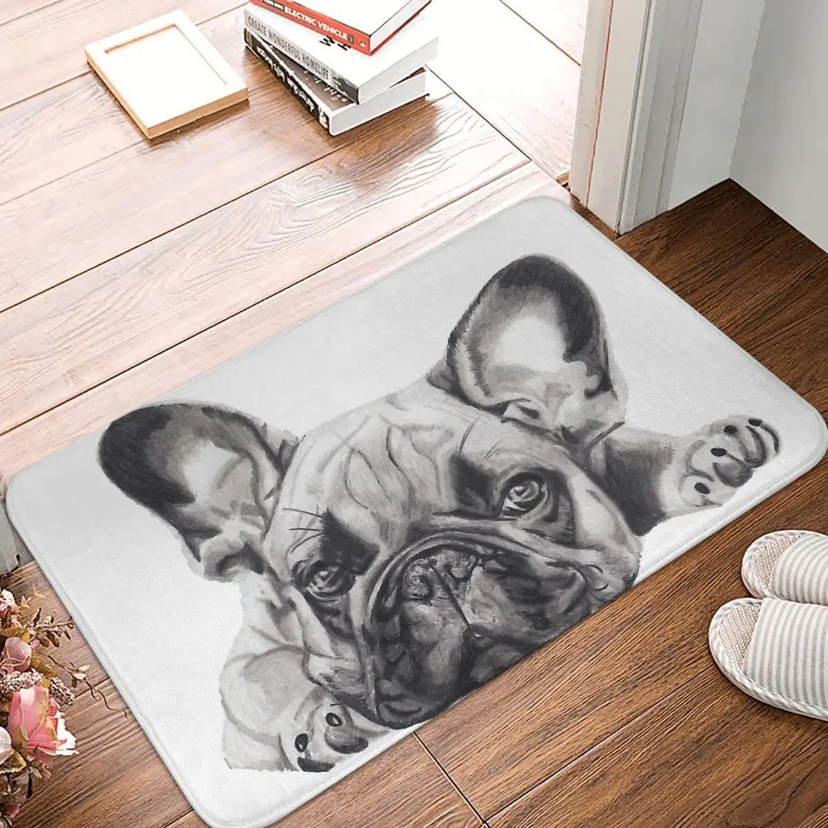 

French Bulldog Frenchie Dog Non-slip Doormat Bath Mat Chop Balcony Carpet Welcome Rug Bedroom Decor