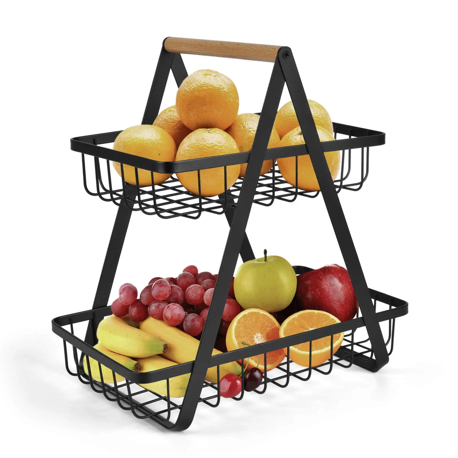 

2-Tier Countertop Fruit Basket Fruit Bowl Bread Basket Vegetable Holder for Kitchen Storage Box Organizer