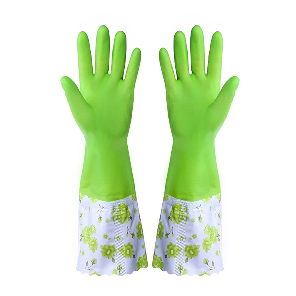 

2 Pairs Household Waterproof Cleaning Gloves Gloves Thickened Durable Gloves for Kitchen Dish Washing Laundry Cleaning (Green