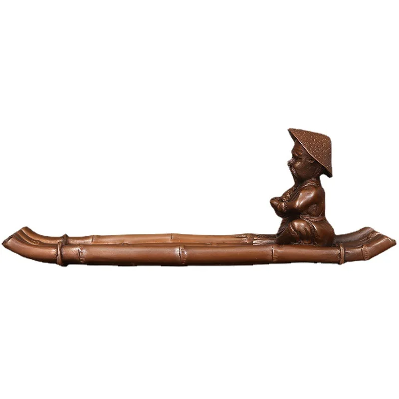 

MOZART Copper Incense Burner Old Man Fishing Incense Burner Tea Tray Ornament Chinese Traditional Style Antiques Fine Art