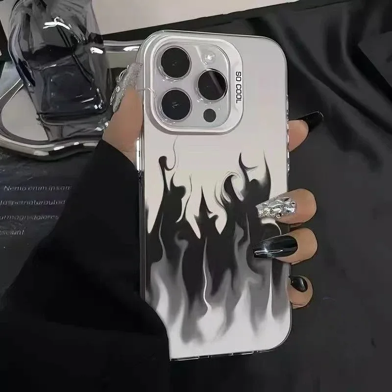 Фото Чехол Cool Black White Flame для IQOO Z9 Turbo Z9X Z9S Z8X Pro U5X U3 Neo 10 9 8 7 6 SE 5 5s Neo iQOO 13 12 11 10 9 Pro SE Cover №3