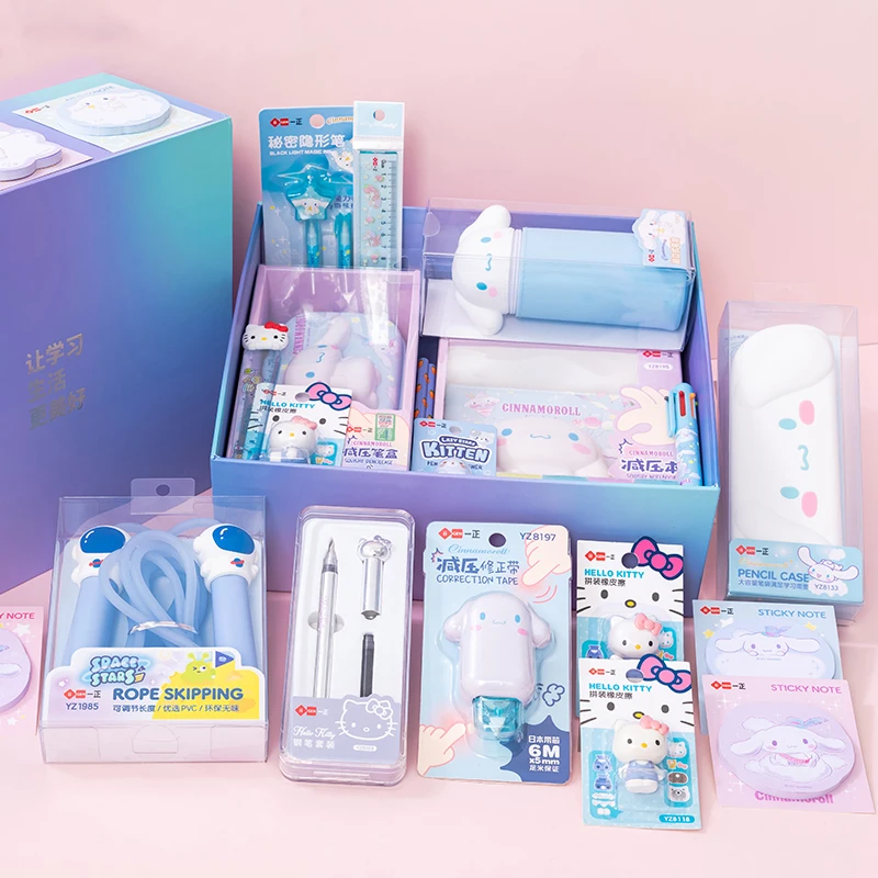 Ceny Sanrio Papeterii Zestaw Podarunkowy Cinnamoroll Moja Melodia Ołówki Gumka Notatnik Piórnik Dzieci Szkolne Prezent Na Boże Narodzenie