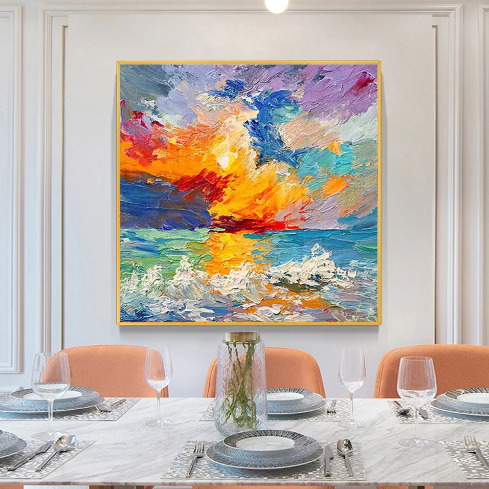 Ручная роспись текстуры абстрактная цветная картина маслом на холсте