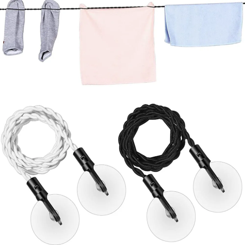 

2Pcs Retractable Clothesline With Hooks And Suction Cups Portable Camping Accessories Travel Clothesline For Outdoor Indoor Use