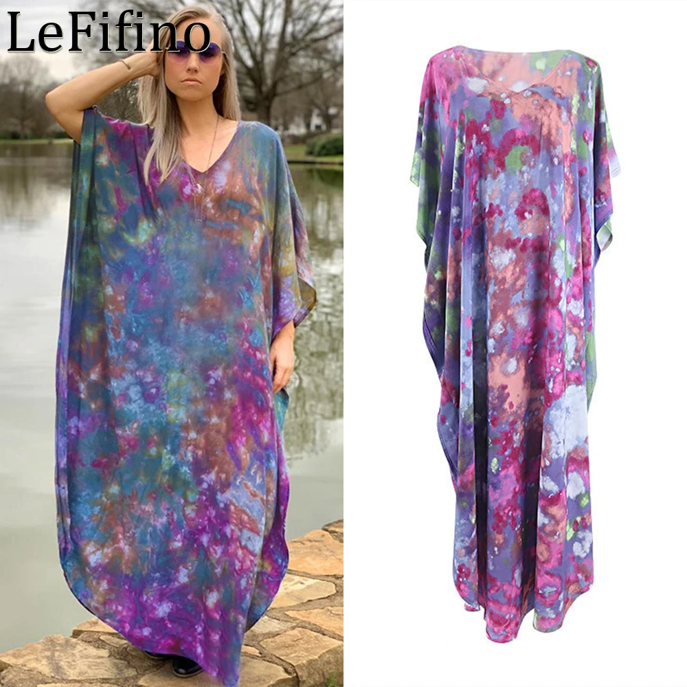 

Summer Fashion New Hot Selling Multicolor Oil Paint Robe Beach Loose Size Long Skirt Bikini Cover Up Swimwear Sunscreen Women
