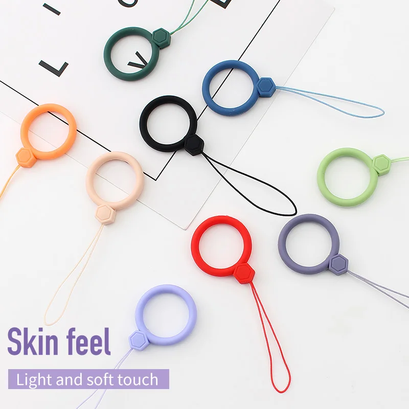 cute silicone wrist strap lanyard for keys phones ring straps for iphone7 keycord lanyards finger rings mobile phone accessories free global shipping