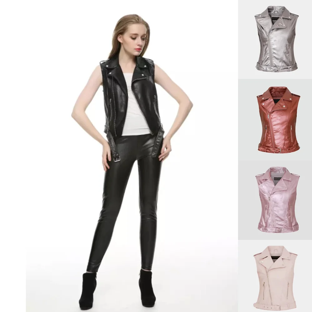 

Женский жилет из ПУ кожи, с отложным воротником, размеры до 5XL