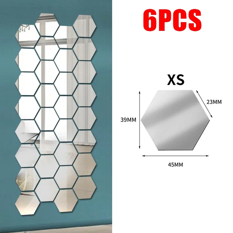 

Зеркальные наклейки 3D шестиугольные акриловые набор из 6/12/24 штук