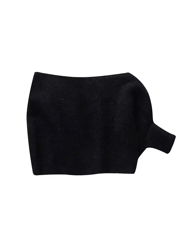 Женский трикотажный свитер на одно плечо с длинным рукавом