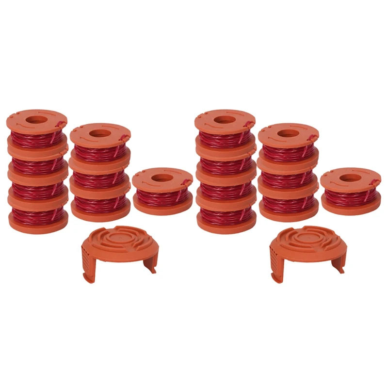 

18 Pack Replacement Spool String Trimmer Line 16 Pack Spool And 2 Cap Lawn Mower Accessories For WORX