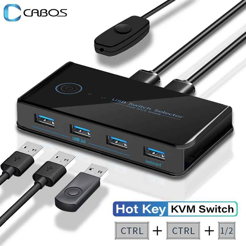 Хит продаж, KVM-переключатель USB 3,0, совместный переключатель клавиатуры, быстрое переключение, 2 входа, контроллер принтера с 4 выходами, концентратор USB