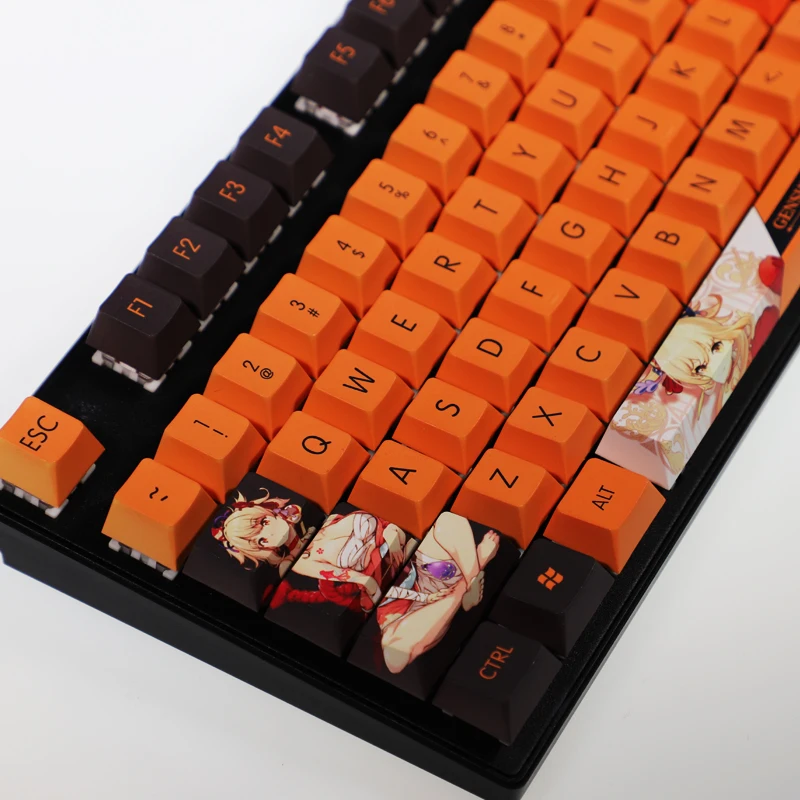 Genshin Impact Naganohara Yoimiya 108-klawiszowy PBT DYE Sublimacja Cherry Profile MX Cross Axis Switch Keycap Klawiatura mechaniczna Gif