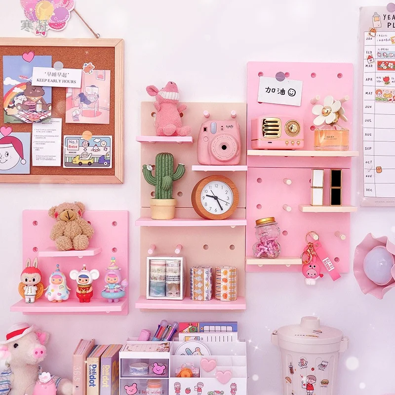 

Wall-Mounted DIY Hole Board Rack Holder Home Hole Board Shelf Room Decor Hole Plate Organizer Holder Toy Blind Box Storage Board