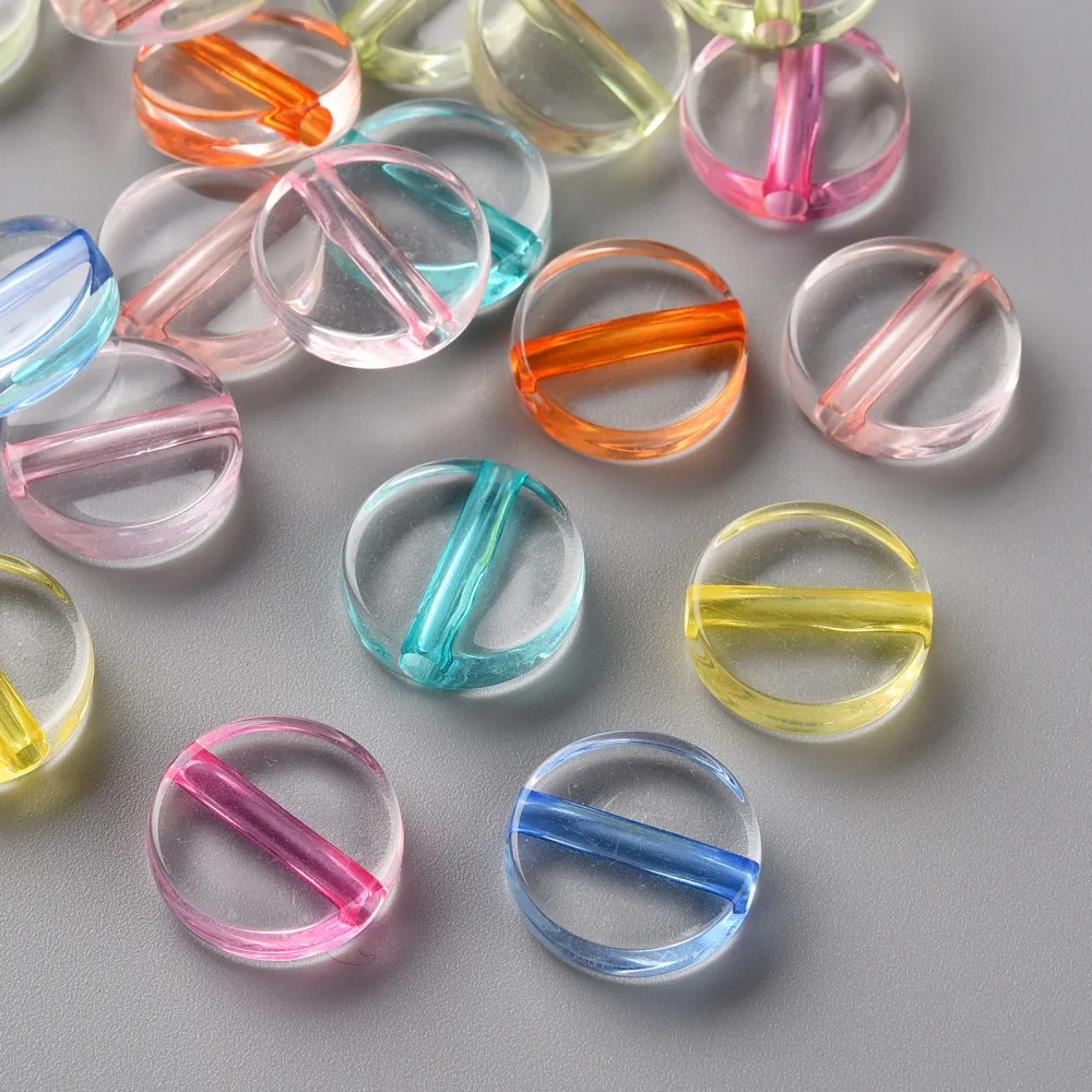 

500g Transparent Acrylic Beads Flat Round Mixed Color 16x5mm Hole: 2.8mm about 480pcs/500g