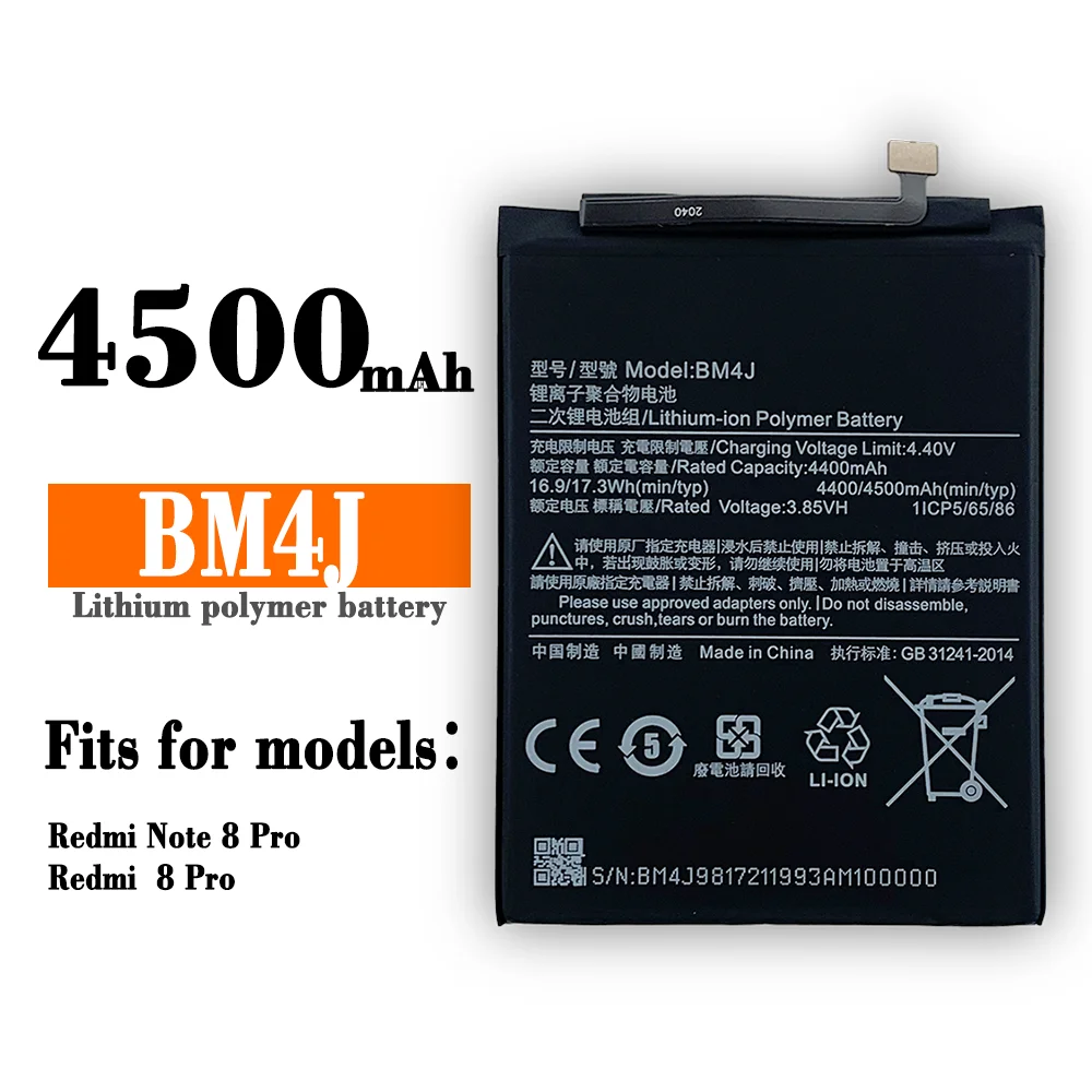 100% Orginal Xiao mi BM4J 4500mAh Battery For Xiaomi Redmi Note 8 Pro High Quality Phone Replacement Batteries