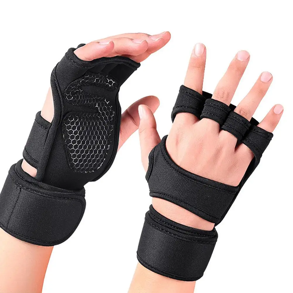 

1 Pair Hand Wrist Palm Gloves Protector Non-slip Wear-resistant Weightlifting Training Gloves For Men Women Sports Safety