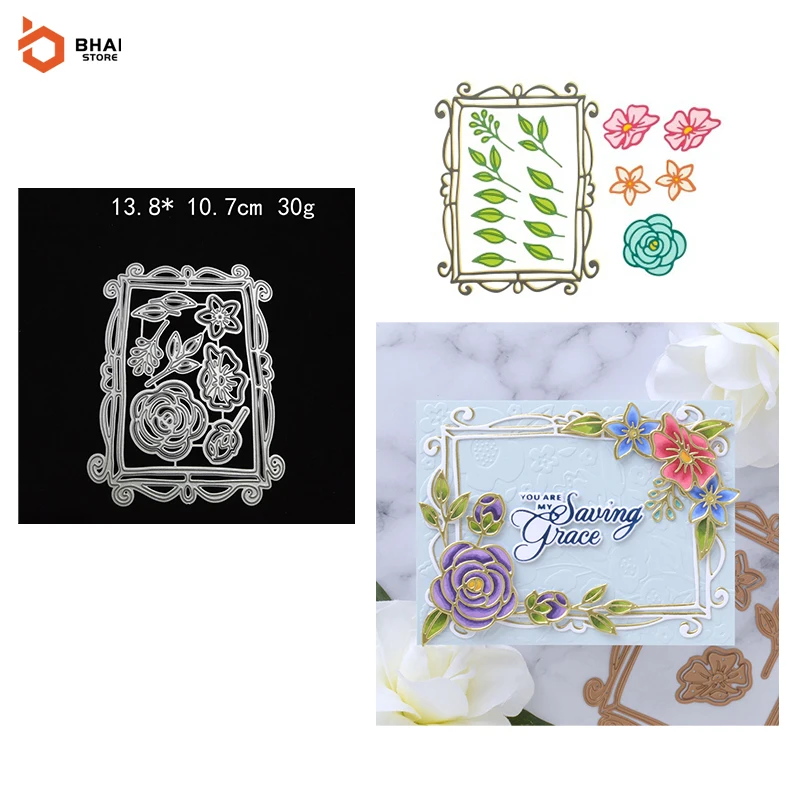 

New Dies 2022 Flower Vine Frame Metal Die Cutting for Scrapbooking DIY Paper Cards Album Decorative Embossing Crafts Stencil