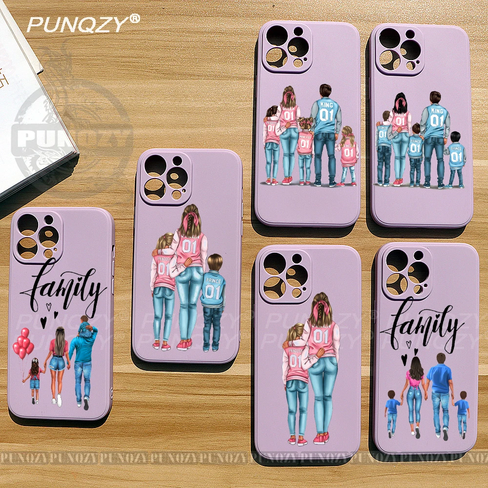 

PUNQZY Cute MaMa Of Girl Boy And Mom Phone Case For iPhone 14 11 13 PRO MAX 12 XR 7 6 8Plus X Holiday Gift Soft TPU Purple Cover