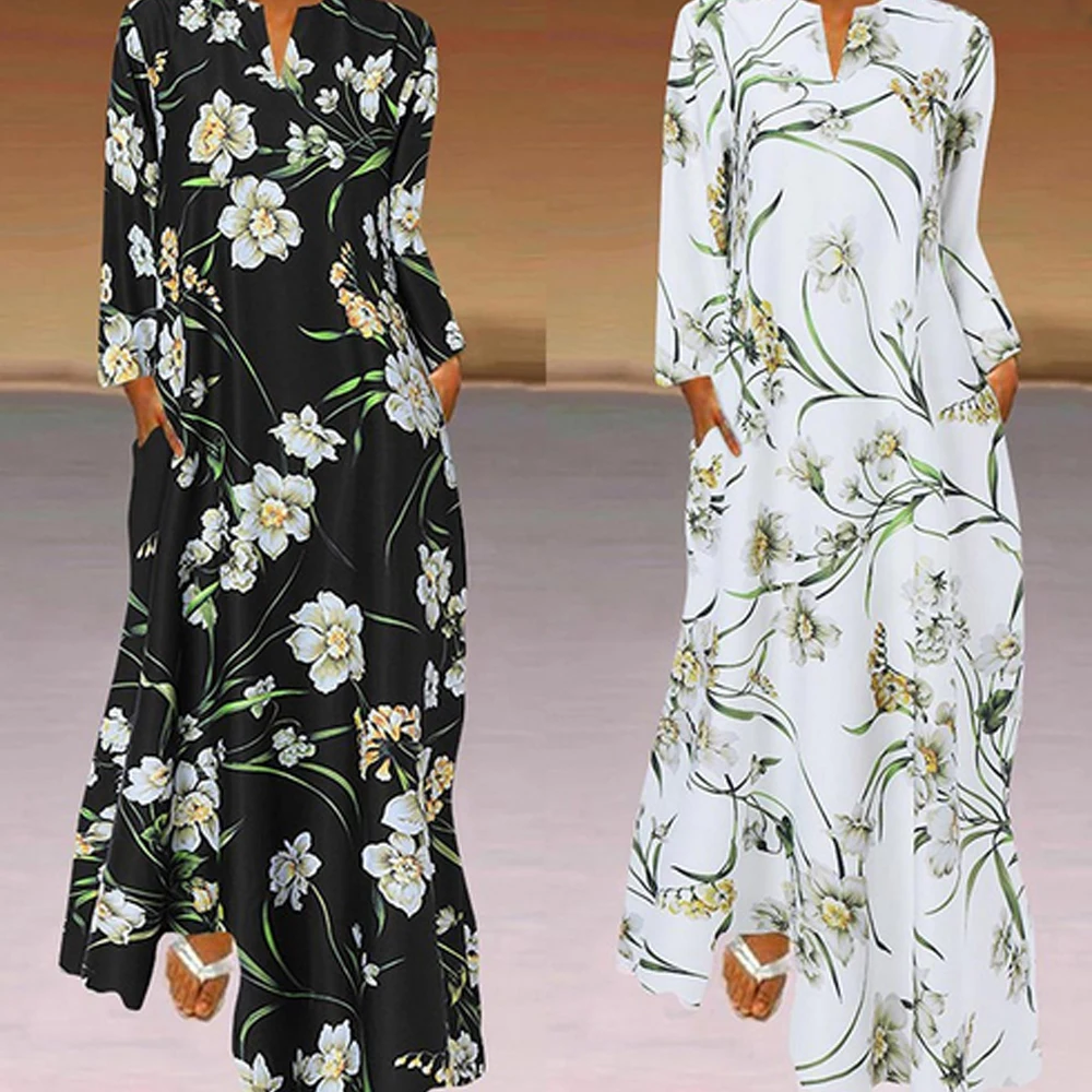 

Autumn Even Dress SunDress Bohemian Beach Print Long Dress Casual Shirt Long Sleeve dresses for women 2022 Female Clothing