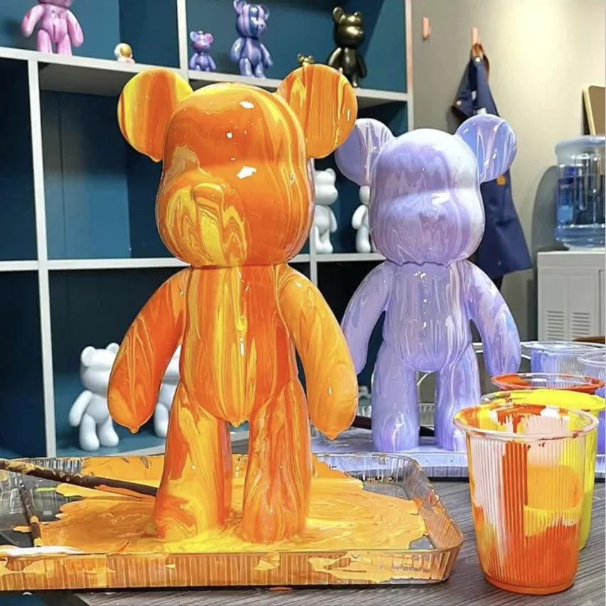 Escultura de oso fluido de vinilo DIY, pintura de Graffiti fluido, modelo de Animal, oso violento, estatua de Bearbrick hecha a mano, adornos de decoración del hogar