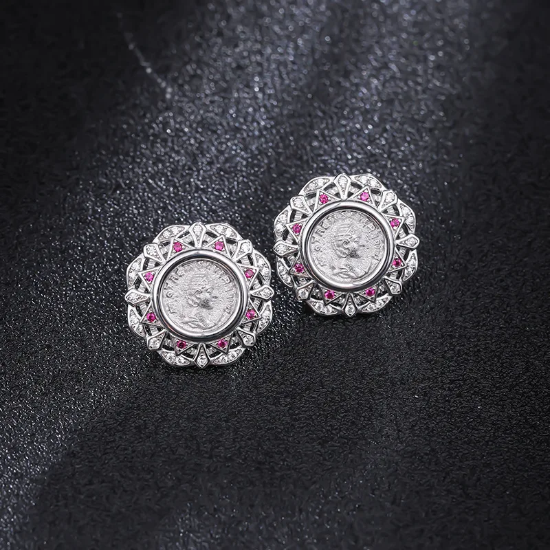 Серьги-монеты из стерлингового серебра Goddess of Wealth тупая серебряная греческая