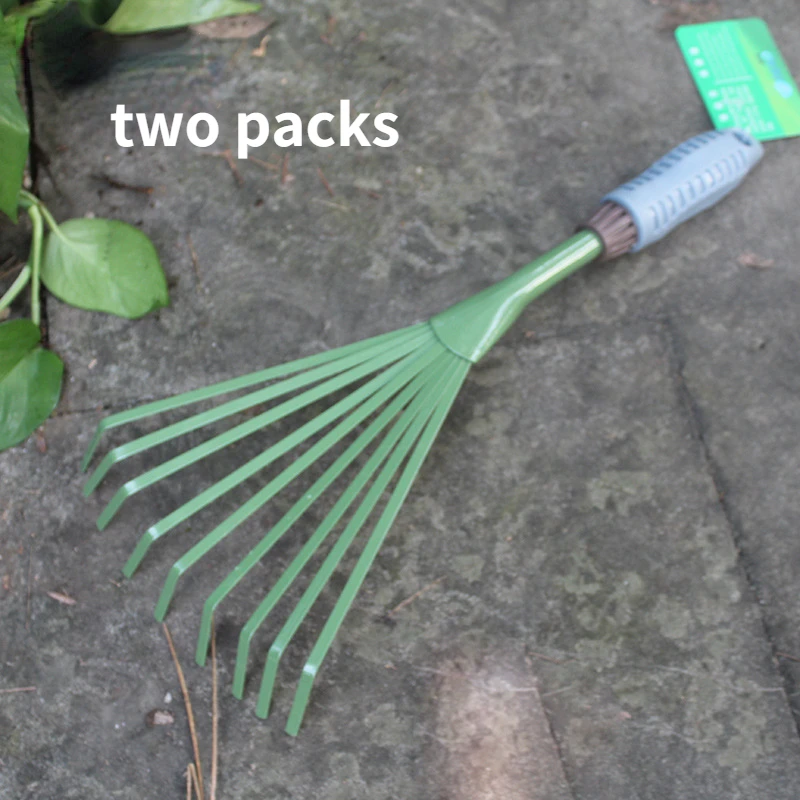 

Dead Leaf Rake Garden Tools Nine Teeth Pitchfork Gardening Shovel Hoe Pot Loose Soil Rake Gardening Supplies Two Pack