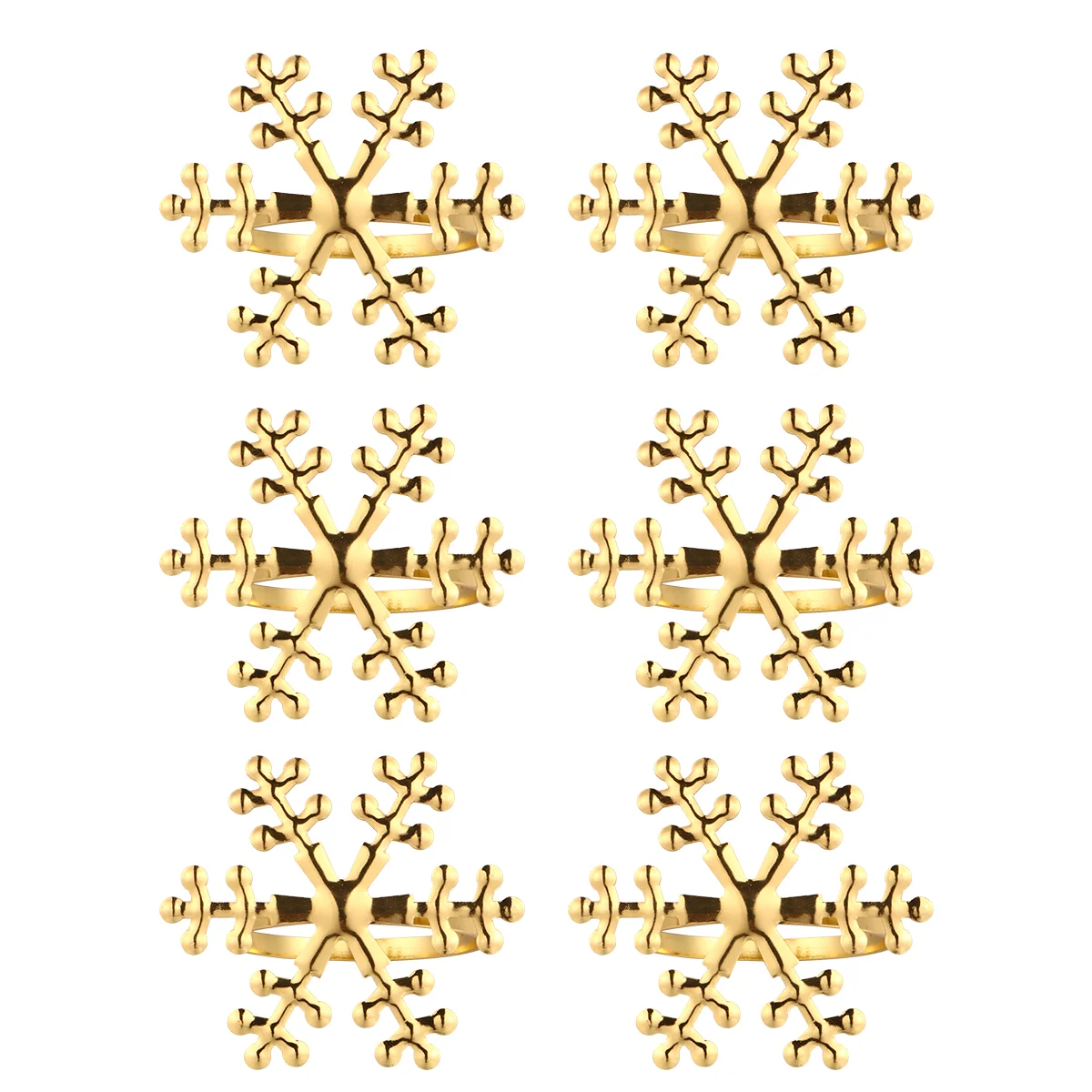 

6 Pcs Christmas Snowflake Napkin Buckle Rings Dinner Holder Alloy Crystal Elegant Gold Trim Mouth Circle