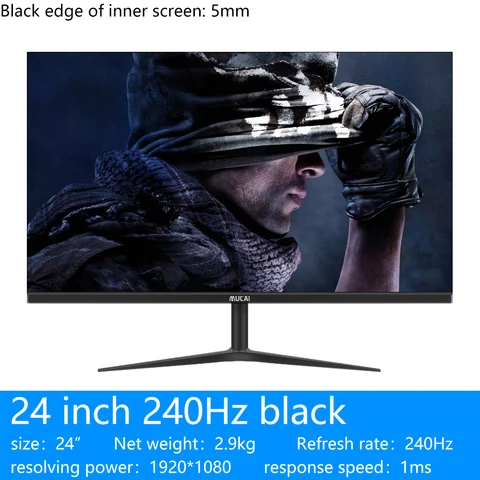 24-дюймовый монитор MUCAI 240 Гц, ЖК-дисплей, ПК IPS HD, настольный игровой компьютер для игр, плоский экран DP 24 "1K 1920*1080