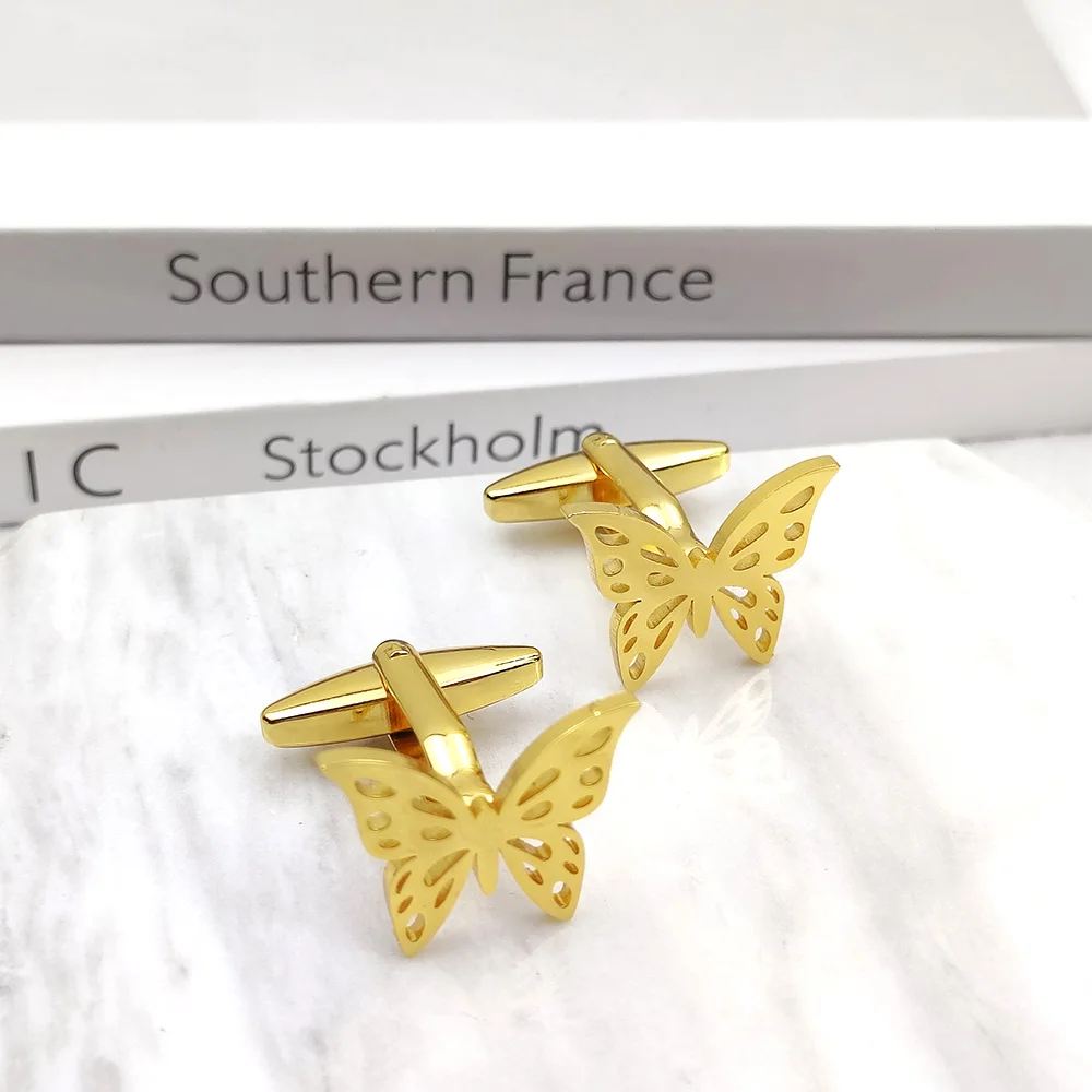 

Cufflinks for Mens Shirt Personalized Butterfly Stainless Steel Jewelry Luxury Gold Suit Buttons Gift Gemelos Para Hombre Camisa